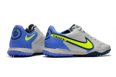 Men's Nike React Tiempo Legend 9 Pro TF Artificial Turf Low-Tops Football Shoes - Grey/Yellow/Blue