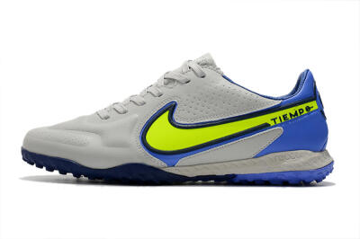 Men's Nike React Tiempo Legend 9 Pro TF Artificial Turf Low-Tops Football Shoes - Grey/Yellow/Blue