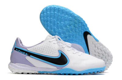 Men's Nike React Tiempo Legend 9 Pro TF Artificial Turf Low-Tops Football Shoes - White/Blue/Purple