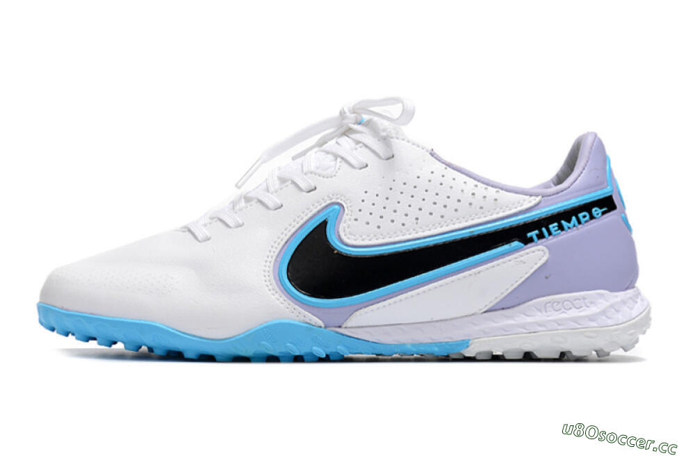 Men's Nike React Tiempo Legend 9 Pro TF Artificial Turf Low-Tops Football Shoes - White/Blue/Purple 0
