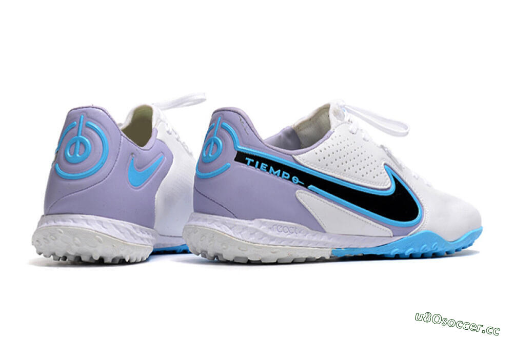 Men's Nike React Tiempo Legend 9 Pro TF Artificial Turf Low-Tops Football Shoes - White/Blue/Purple 6