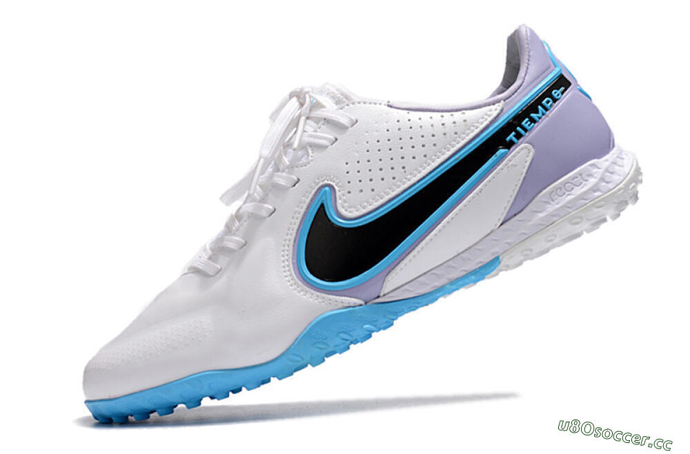 Men's Nike React Tiempo Legend 9 Pro TF Artificial Turf Low-Tops Football Shoes - White/Blue/Purple 5