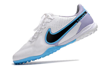 Men's Nike React Tiempo Legend 9 Pro TF Artificial Turf Low-Tops Football Shoes - White/Blue/Purple