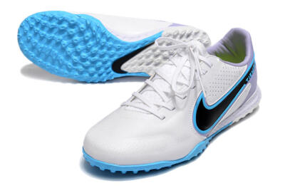 Men's Nike React Tiempo Legend 9 Pro TF Artificial Turf Low-Tops Football Shoes - White/Blue/Purple