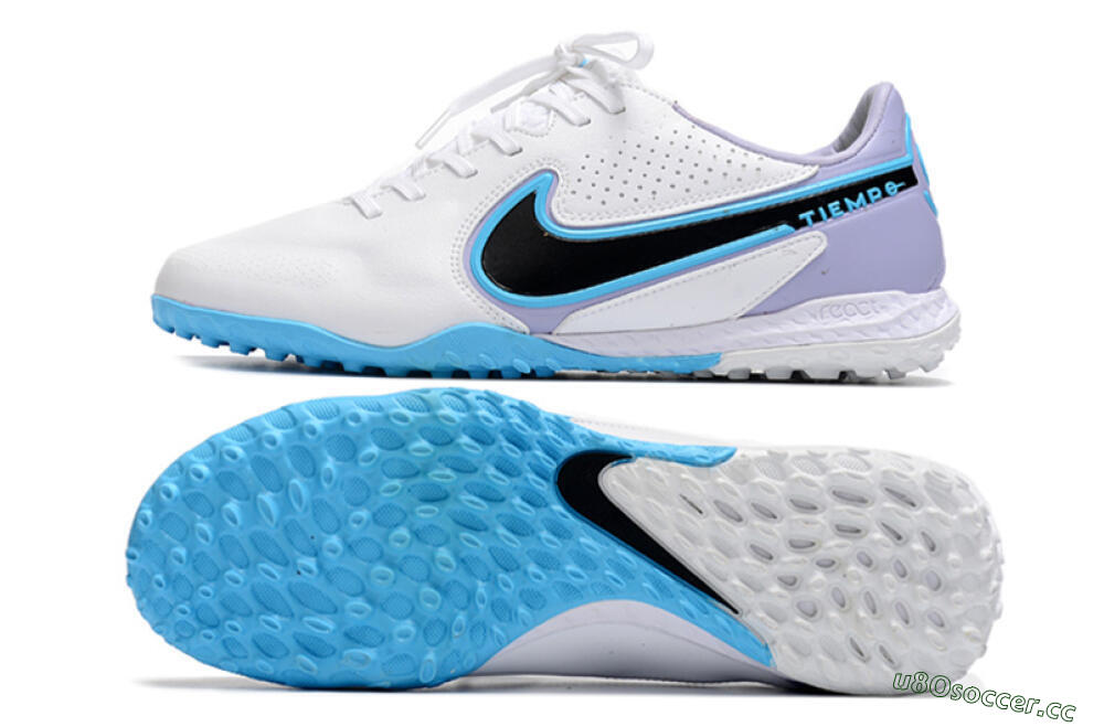 Men's Nike React Tiempo Legend 9 Pro TF Artificial Turf Low-Tops Football Shoes - White/Blue/Purple 1