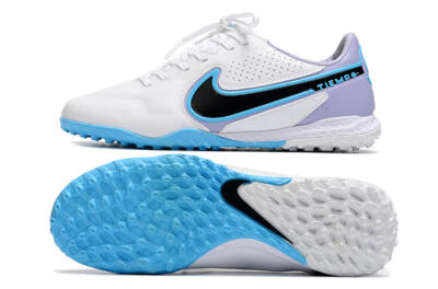 Men's Nike React Tiempo Legend 9 Pro TF Artificial Turf Low-Tops Football Shoes - White/Blue/Purple