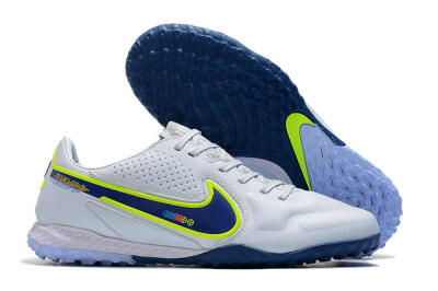 Men's Nike React Tiempo Legend 9 Pro TF Artificial Turf Low-Tops Football Shoes - Jade/Yellow/Blue