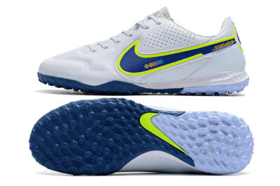 Men's Nike React Tiempo Legend 9 Pro TF Artificial Turf Low-Tops Football Shoes - Jade/Yellow/Blue