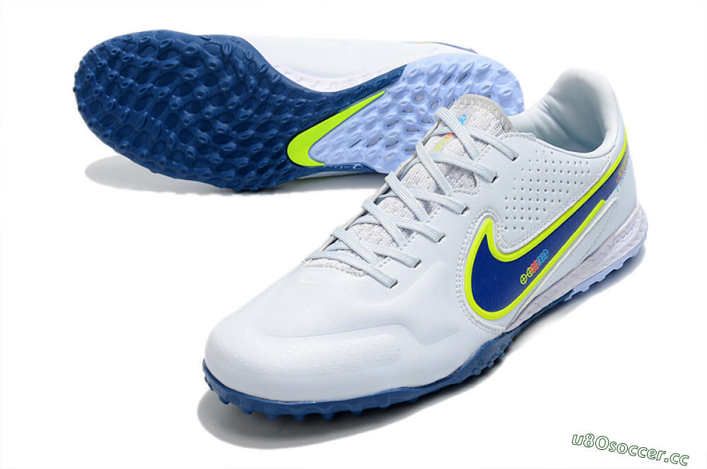 Men's Nike React Tiempo Legend 9 Pro TF Artificial Turf Low-Tops Football Shoes - Jade/Yellow/Blue 3