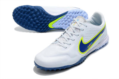 Men's Nike React Tiempo Legend 9 Pro TF Artificial Turf Low-Tops Football Shoes - Jade/Yellow/Blue