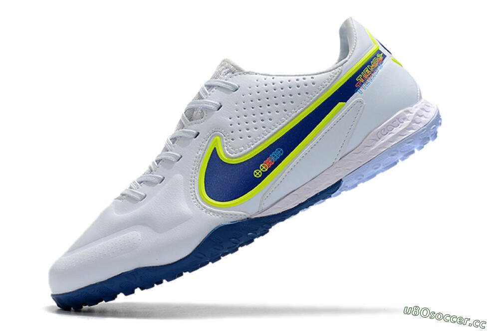 Men's Nike React Tiempo Legend 9 Pro TF Artificial Turf Low-Tops Football Shoes - Jade/Yellow/Blue 5