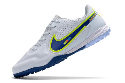 Men's Nike React Tiempo Legend 9 Pro TF Artificial Turf Low-Tops Football Shoes - Jade/Yellow/Blue