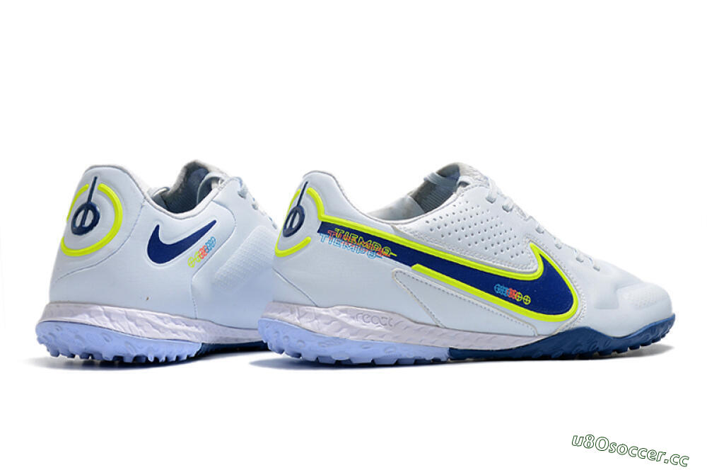 Men's Nike React Tiempo Legend 9 Pro TF Artificial Turf Low-Tops Football Shoes - Jade/Yellow/Blue 6