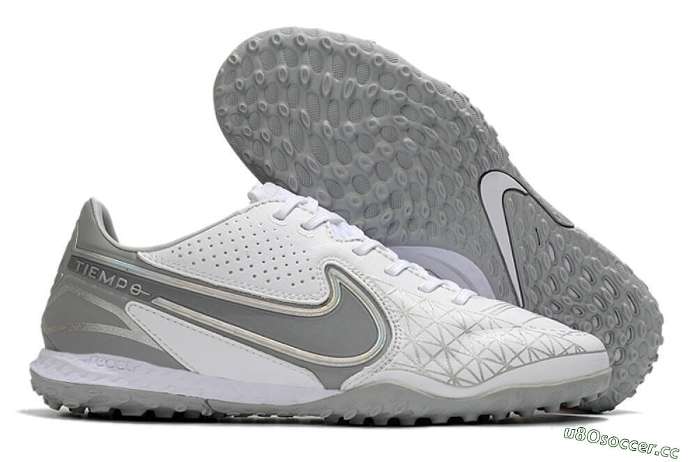 Men's Nike React Tiempo Legend 9 Pro TF Artificial Turf Low-Tops Football Shoes - Grey/White 2