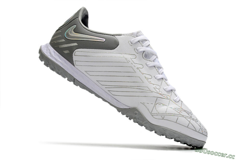 Men's Nike React Tiempo Legend 9 Pro TF Artificial Turf Low-Tops Football Shoes - Grey/White 4
