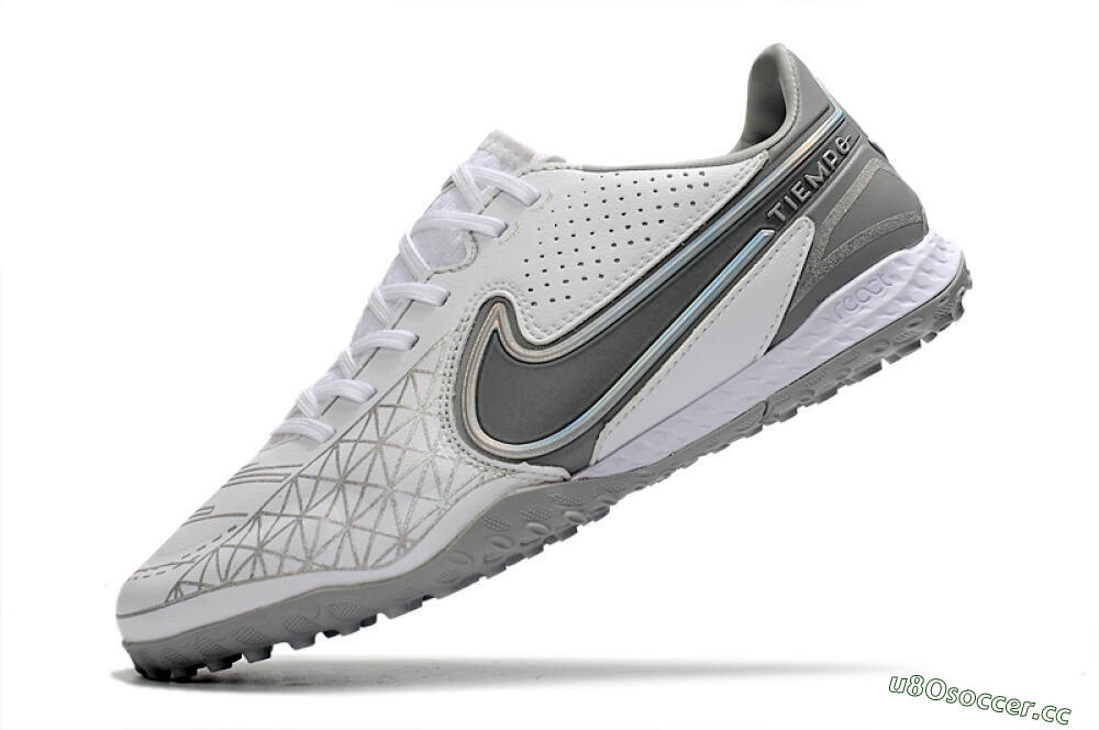Men's Nike React Tiempo Legend 9 Pro TF Artificial Turf Low-Tops Football Shoes - Grey/White 5