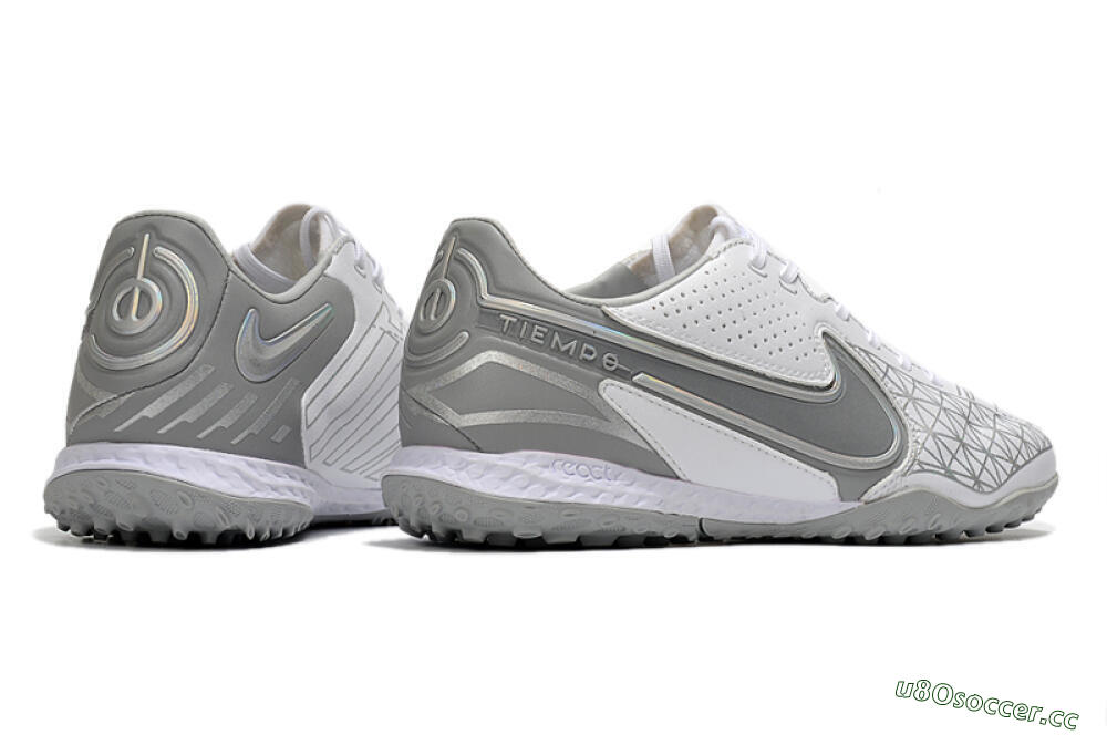 Men's Nike React Tiempo Legend 9 Pro TF Artificial Turf Low-Tops Football Shoes - Grey/White 6