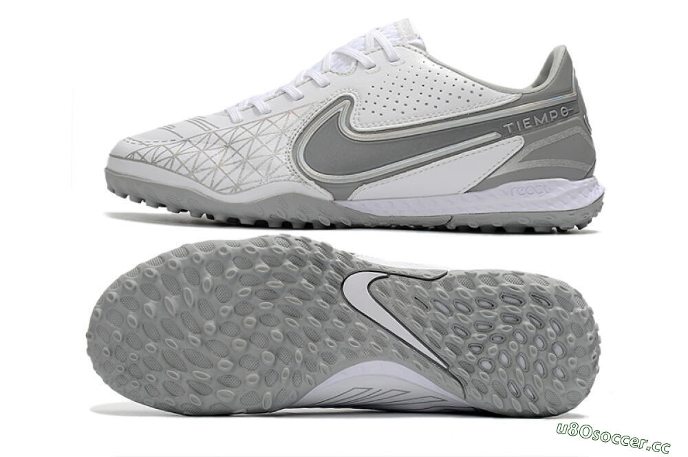 Men's Nike React Tiempo Legend 9 Pro TF Artificial Turf Low-Tops Football Shoes - Grey/White 1