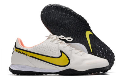 Men's Nike React Tiempo Legend 9 Pro TF Artificial Turf Low-Tops Football Shoes - White/Yellow/Black