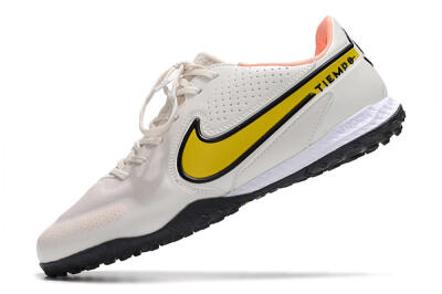 Men's Nike React Tiempo Legend 9 Pro TF Artificial Turf Low-Tops Football Shoes - White/Yellow/Black