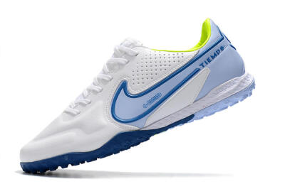 Men's Nike React Tiempo Legend 9 Pro TF Artificial Turf Low-Tops Football Shoes - White/Blue/Yellow