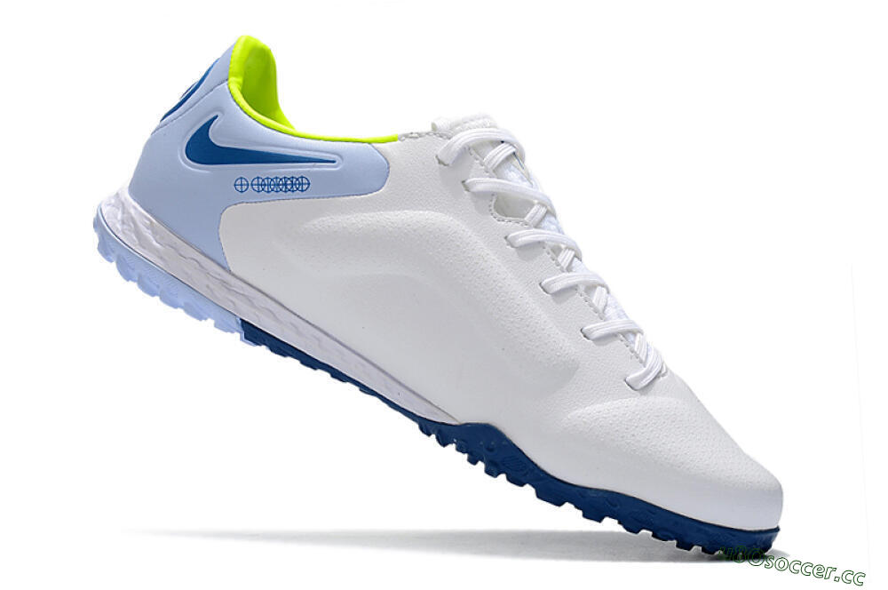 Men's Nike React Tiempo Legend 9 Pro TF Artificial Turf Low-Tops Football Shoes - White/Blue/Yellow 4