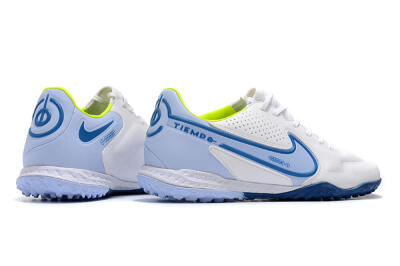 Men's Nike React Tiempo Legend 9 Pro TF Artificial Turf Low-Tops Football Shoes - White/Blue/Yellow