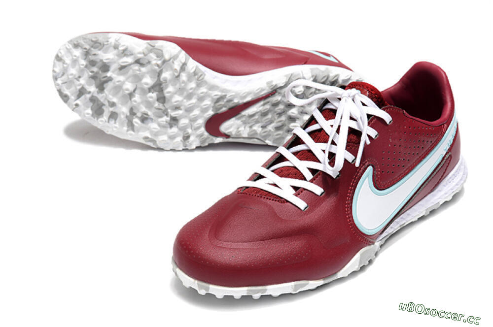 Men's Nike React Tiempo Legend 9 Pro TF Artificial Turf Low-Tops Football Shoes - Red/White/Jade 3