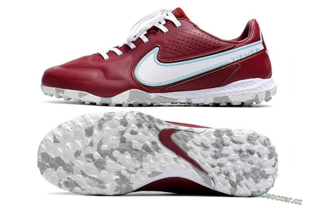 Men's Nike React Tiempo Legend 9 Pro TF Artificial Turf Low-Tops Football Shoes - Red/White/Jade 1