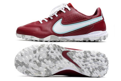Men's Nike React Tiempo Legend 9 Pro TF Artificial Turf Low-Tops Football Shoes - Red/White/Jade
