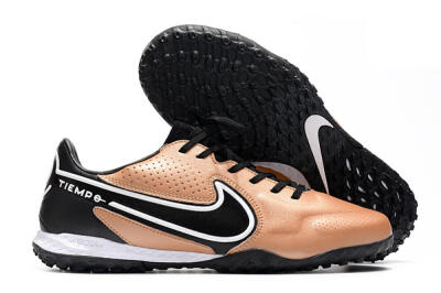 Men's Nike React Tiempo Legend 9 Pro TF Artificial Turf Low-Tops Football Shoes - Gold/White/Black