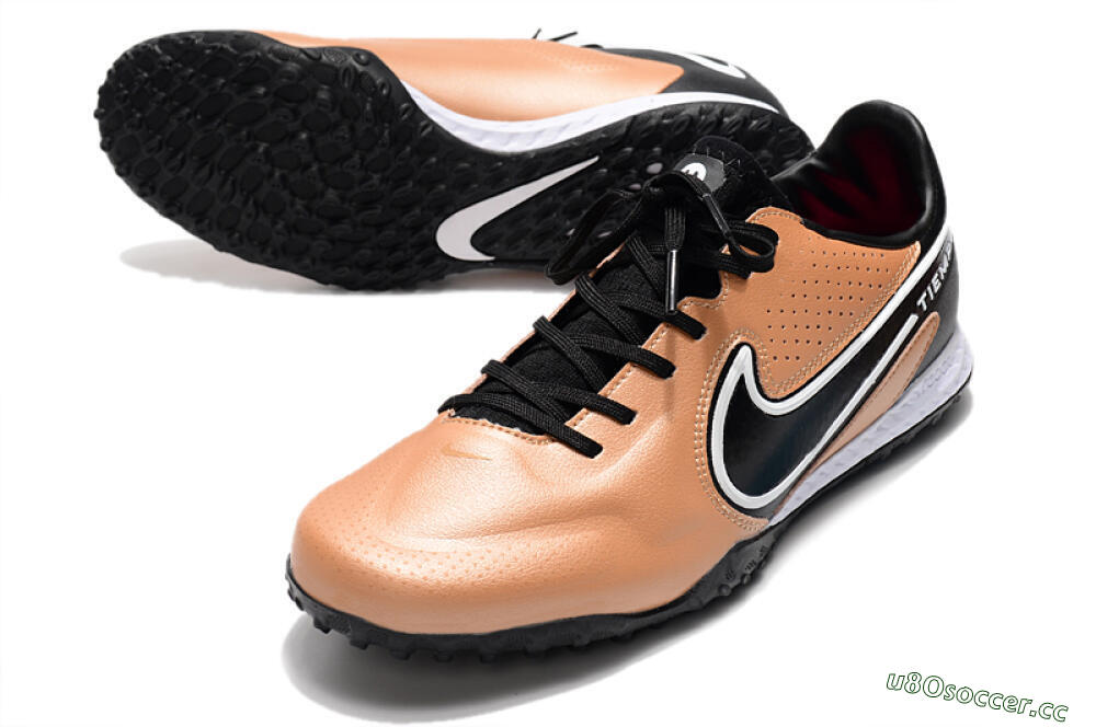 Men's Nike React Tiempo Legend 9 Pro TF Artificial Turf Low-Tops Football Shoes - Gold/White/Black 3
