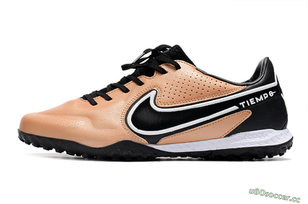 Men's Nike React Tiempo Legend 9 Pro TF Artificial Turf Low-Tops Football Shoes - Gold/White/Black 0