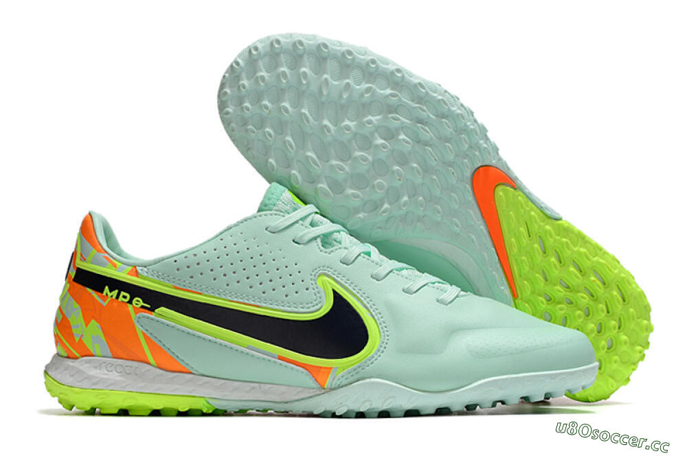 Men's Nike React Tiempo Legend 9 Pro TF Artificial Turf Low-Tops Football Shoes - Jade/Yellow/Orange/Black 2
