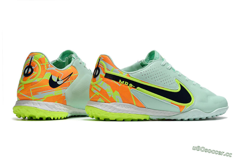 Men's Nike React Tiempo Legend 9 Pro TF Artificial Turf Low-Tops Football Shoes - Jade/Yellow/Orange/Black 6