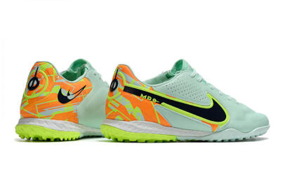 Men's Nike React Tiempo Legend 9 Pro TF Artificial Turf Low-Tops Football Shoes - Jade/Yellow/Orange/Black