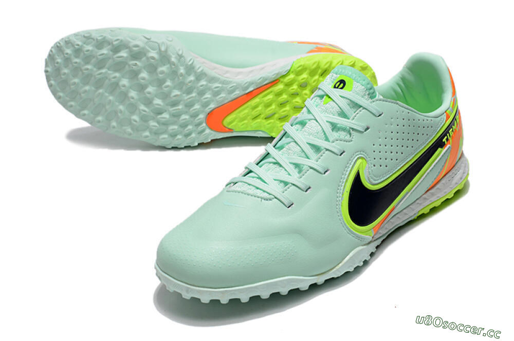 Men's Nike React Tiempo Legend 9 Pro TF Artificial Turf Low-Tops Football Shoes - Jade/Yellow/Orange/Black 3