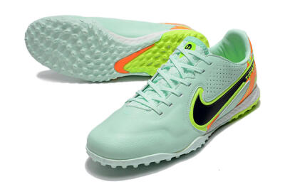 Men's Nike React Tiempo Legend 9 Pro TF Artificial Turf Low-Tops Football Shoes - Jade/Yellow/Orange/Black