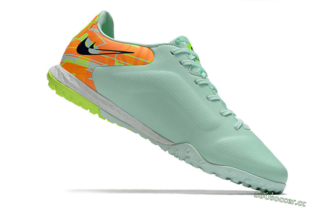 Men's Nike React Tiempo Legend 9 Pro TF Artificial Turf Low-Tops Football Shoes - Jade/Yellow/Orange/Black 4