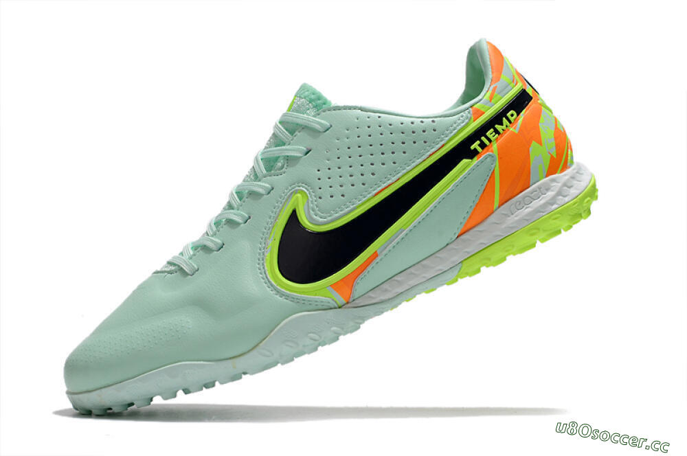 Men's Nike React Tiempo Legend 9 Pro TF Artificial Turf Low-Tops Football Shoes - Jade/Yellow/Orange/Black 5