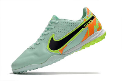 Men's Nike React Tiempo Legend 9 Pro TF Artificial Turf Low-Tops Football Shoes - Jade/Yellow/Orange/Black
