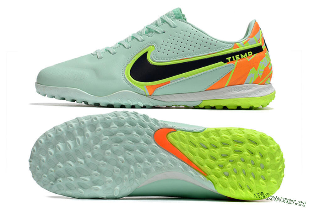 Men's Nike React Tiempo Legend 9 Pro TF Artificial Turf Low-Tops Football Shoes - Jade/Yellow/Orange/Black 1