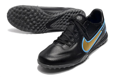 Men's Nike React Tiempo Legend 9 Pro TF Artificial Turf Low-Tops Football Shoes - Black/Gold/Blue