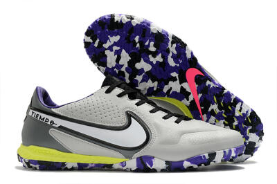 Men's Nike React Tiempo Legend 9 Pro TF Artificial Turf Low-Tops Football Shoes - Grey/White/Black/Yellow