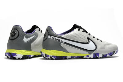 Men's Nike React Tiempo Legend 9 Pro TF Artificial Turf Low-Tops Football Shoes - Grey/White/Black/Yellow