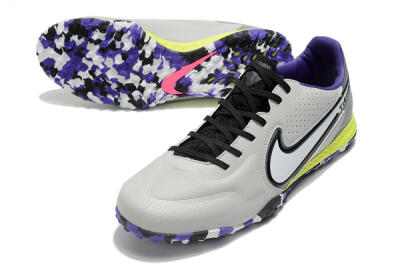 Men's Nike React Tiempo Legend 9 Pro TF Artificial Turf Low-Tops Football Shoes - Grey/White/Black/Yellow