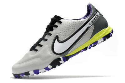 Men's Nike React Tiempo Legend 9 Pro TF Artificial Turf Low-Tops Football Shoes - Grey/White/Black/Yellow