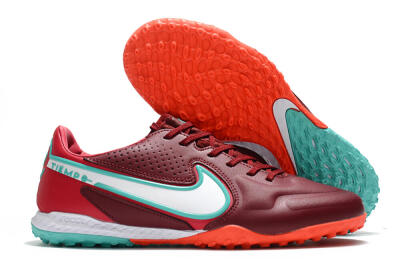 Men's Nike React Tiempo Legend 9 Pro TF Artificial Turf Low-Tops Football Shoes - Red/White/Jade