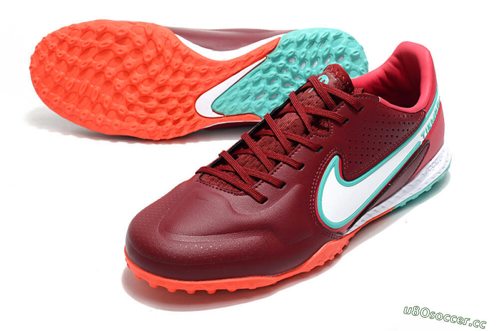 Men's Nike React Tiempo Legend 9 Pro TF Artificial Turf Low-Tops Football Shoes - Red/White/Jade 3