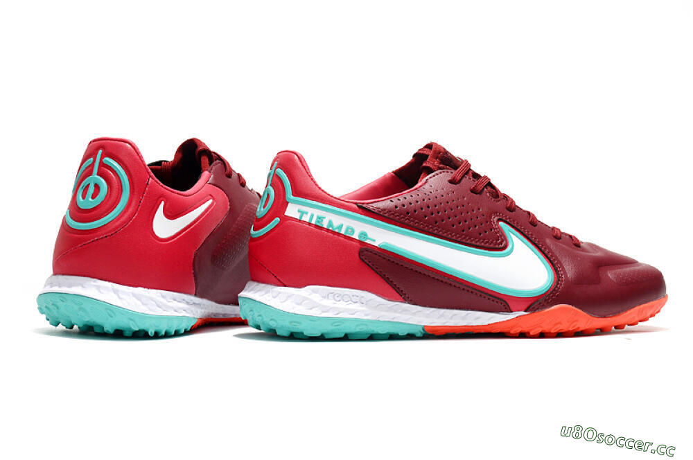 Men's Nike React Tiempo Legend 9 Pro TF Artificial Turf Low-Tops Football Shoes - Red/White/Jade 6